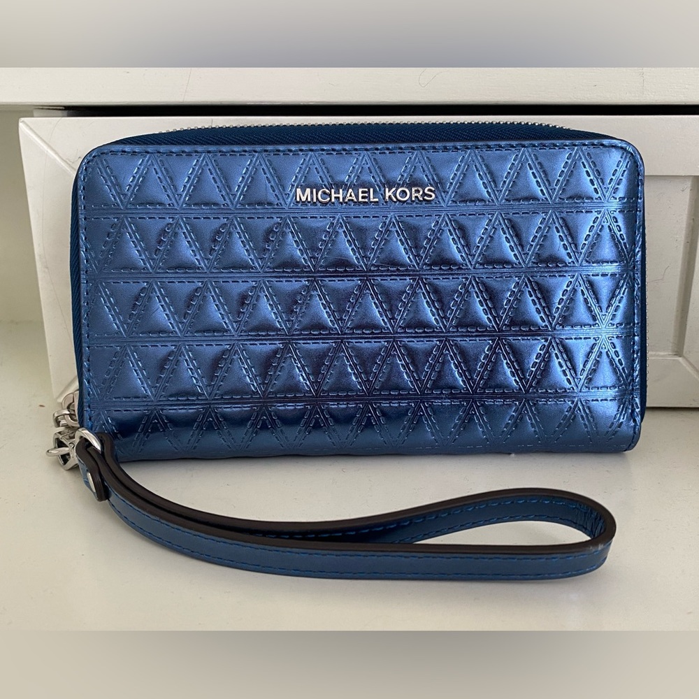 Michael Kor’s Metallic Blue Leather Wallet